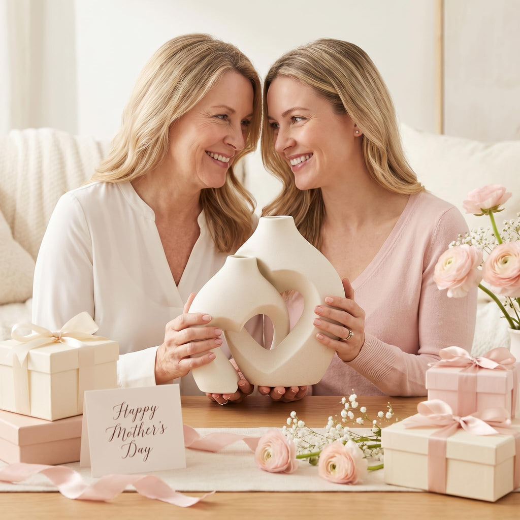 Zormon White Vases for Decor, Heart Shaped Ceramic Vase Set of 2, Nordic Heart Shaped Vases, Minimalist Decorative Vase for Table Centerpiece Wedding Dining Living Room Office House Decoration