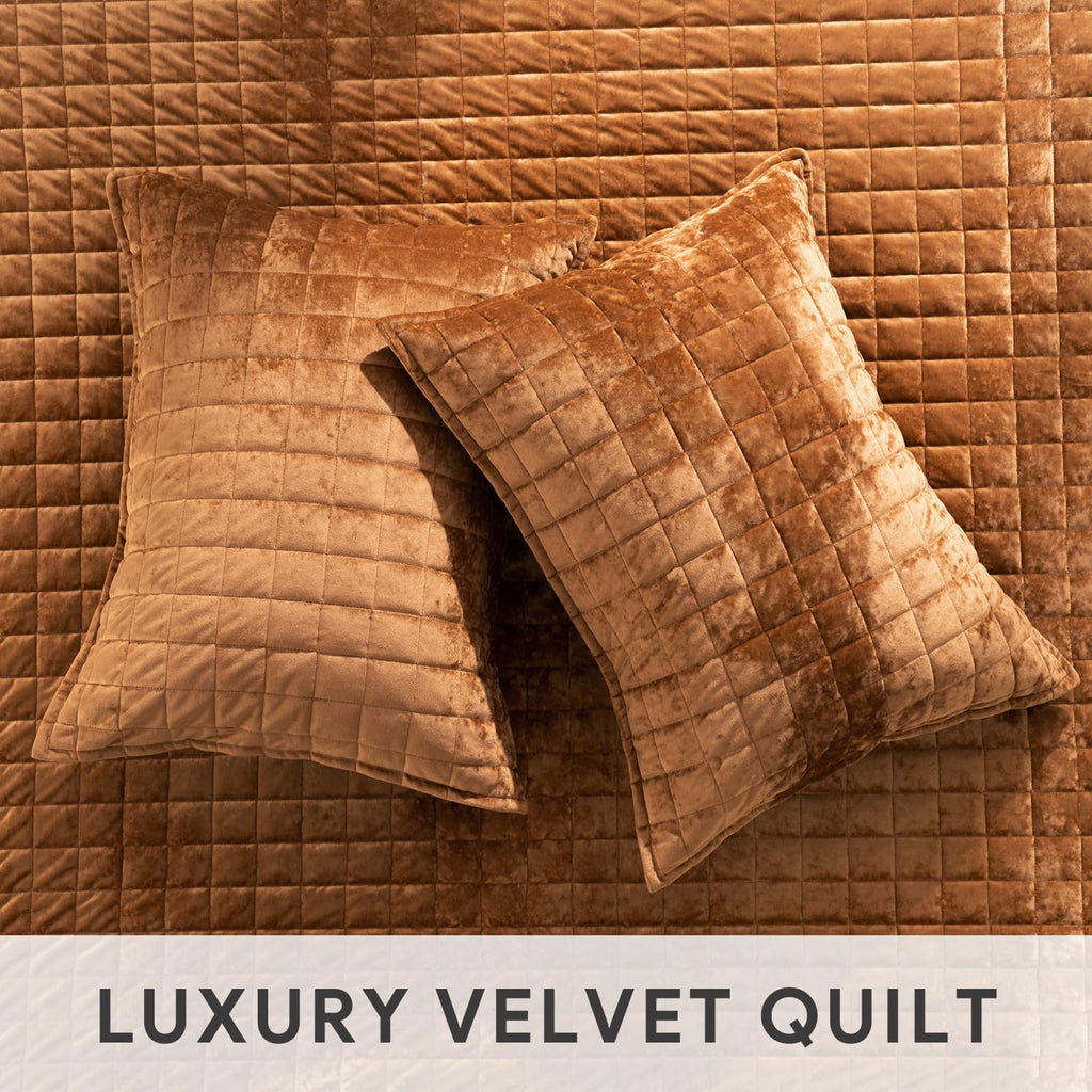 RECYCO Luxury Velvet Quilt Set King Size, Lightweight Velvet Comforter Set, Oversized Bedspread Coverlet Quilted Bedding Set, with 2 Matching Pillow Shams, for All Season, Navy Blue