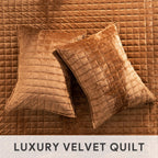 RECYCO Luxury Velvet Quilt Set King Size, Lightweight Velvet Comforter Set, Oversized Bedspread Coverlet Quilted Bedding Set, with 2 Matching Pillow Shams, for All Season, Navy Blue