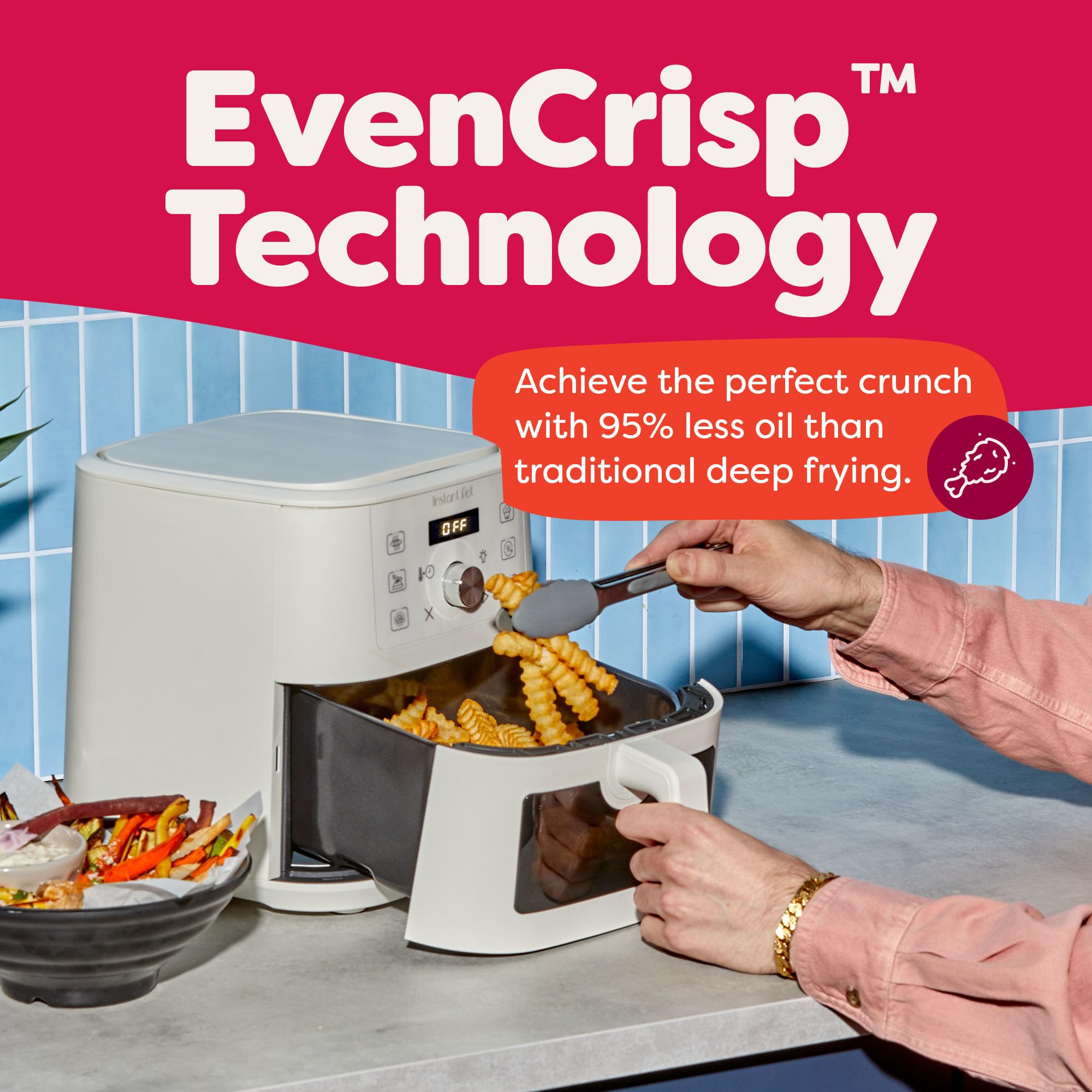 Instant Pot 6QT VORTEX Plus Air Fryer, 6-in-1, Air Fry, Broil, Dehydrate, Crisp, Roast, Reheat, Bake, Dishwasher-Safe Airfryer basket, from the Makers of Instant Pot, Stainless Steel
