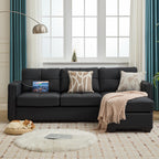 TYBOATLE 88" W Blue Faux Leather L Shaped Sectional Couches w/Side Pockets, Comfy Modular Convertible Sofas w/USB, Office Sofa Set with Chaise for Living Room, Bedroom (Blue, 3L)