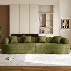 131" Oversized Sectional Sofa for Living Room, Modern Luxury Plush Chenille 4-Seater Extra Deep & Wide Seat Curved Cloud Couch with 4 Throw Pillows, No Assembly Needed, Light Brown