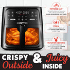 Gourmia 8 Qt Air Fryer, 8 Presets with Digital Display, FryForce 360° Technology, Easy View Window & Interior Light, Dishwasher Safe Basket, Green