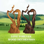 BGCOPPER Wooden Kissing Couple Ornament, Abstract Couple Portrait Sculpture Romantic Love Statue Decor Gift for Women Anniversary Valentine Wedding - 10 Inch