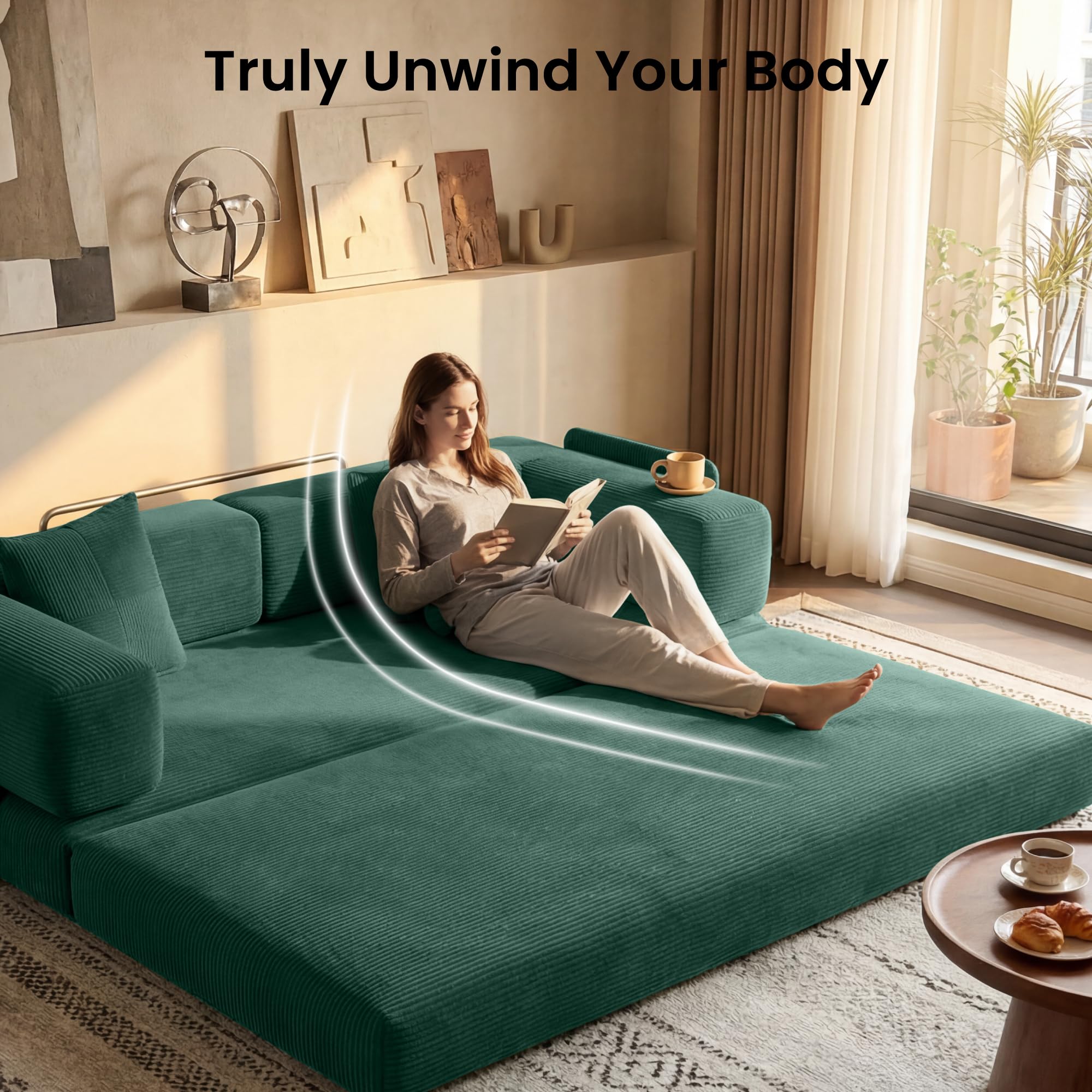 78.8" Convertible Futon Sofa Bed,Corduroy Futon Couch with Storage Pocket,Folding Pull Out Sofa,No Assembly Boneless Couch for Living Room | Pink