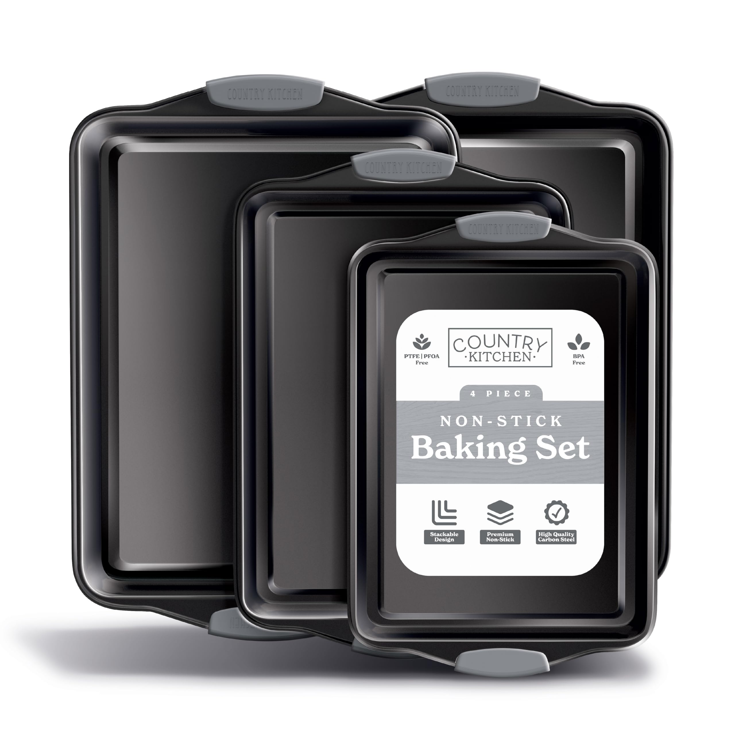 Country Kitchen Nonstick Stackable Bakeware Set - Durable, Easy Release Baking Set- 22 Pc. Includes Silicone Muffin Cups