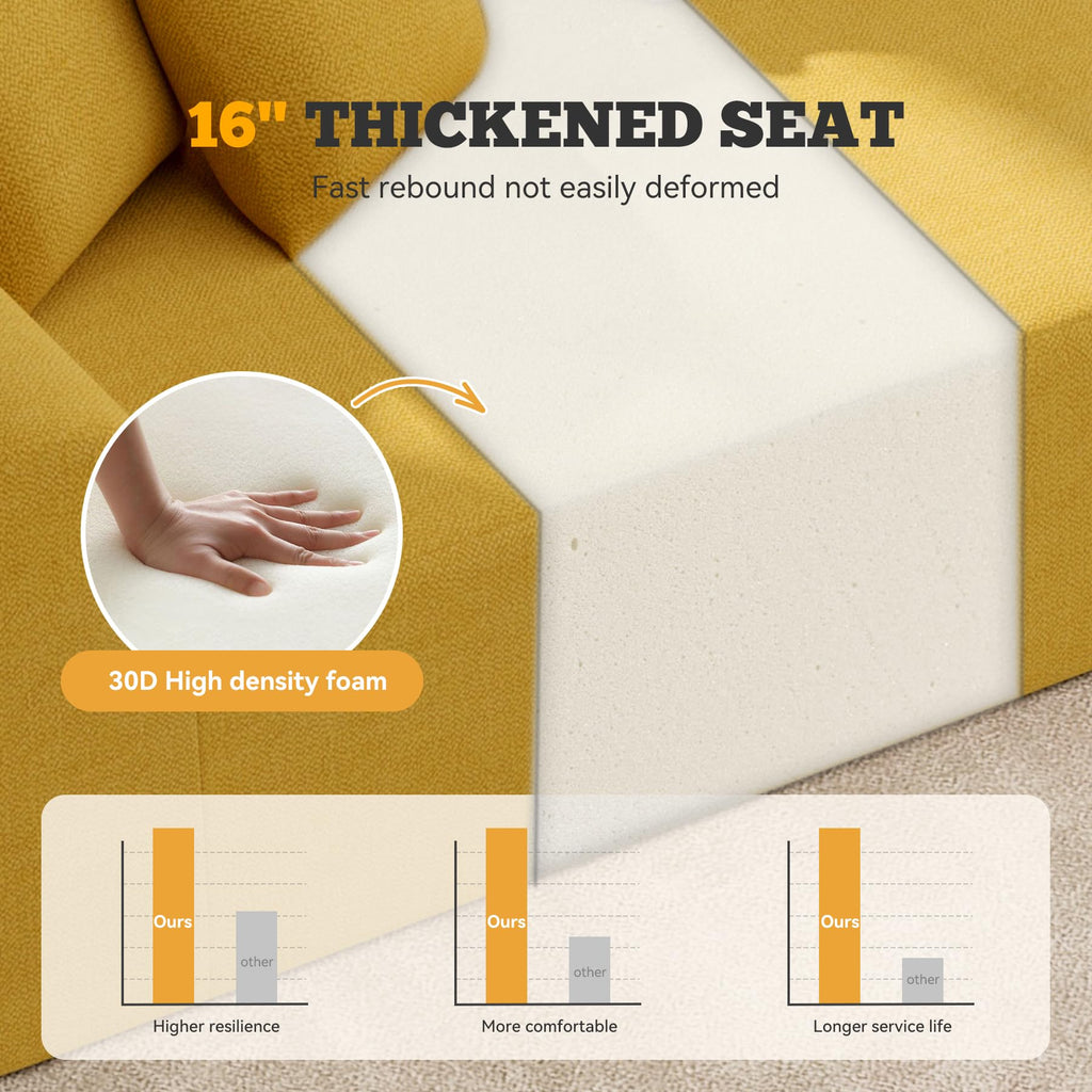 126" Curved Modular Sectional Sofa, Modern Boneless Couches for Living Room,No Assembly Required Cloud Couch,Brown Corduroy Fabric,1 PCS