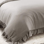 Lush Decor Reyna Ruffle Comforter Set - 3 Piece Cozy Ruffled Bedding Set - Timeless Elegance and Comfort for Bedroom - King, Gray