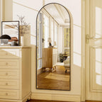 HARRITPURE 64"x21" Arched Full Length Mirror Floor Mirrors with Aluminum Alloy Frame Free-Standing Wall Mounted or Leaning Large Bedroom Dressing Mirror Modern & Contemporary Decor for Home,Black