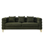 mikibama Modern Teddy Sectional Sofa, 81 Inch Oversized Sofa Couch, Luxury 3 Seater Deep Couch with 3 Pillows and Gold Metal Legs for Living Room, Bedroom, Apartment (Black)
