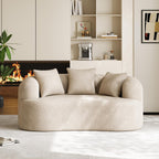 131" Oversized Sectional Sofa for Living Room, Modern Luxury Plush Chenille 4-Seater Extra Deep & Wide Seat Curved Cloud Couch with 4 Throw Pillows, No Assembly Needed, Light Brown