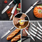 SYOKAMI Japanese Knives Set for Kitchen, Magnetic Knife Set with Block and Sharpener, Stainless Steel Knife Set as Gift for Couple, Wedding, Women or Mom with Gift Box, 14 PCS Black Dot