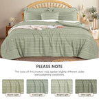 NEXHOME PRO Tufted Boho Comforter Set King, 8 Piece Bed in a Bag, Ultra Soft Brushed Microfiber All-in-One Bedding, Lightweight All Season Comforter, Machine Washable, Sage Green