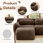 98.4-Inch Oversized Boneless Cloud Couches Deep Seat Foam Sofa Couch with 2 Round Toss Pillows, Luxury Corduroy Upholstered 3 Seat Tufted Loveseat, Cloud Sofa in a Box