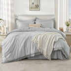 Andency King Size Comforter Set with Sheets Light Pink - 7 Pieces Bed in a Bag Boho Soft Lightweight Bedding Sets, Tassel Bed Set with Comforter, Sheets, Pillowcases & Shams