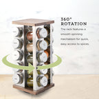 Kamenstein 20 Jar Revolving Countertop Spice Rack with Spices Included, FREE Spice Refills for 5 Years, Polished Stainless Steel with Black Caps, 30020