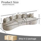 131" Oversized Sectional Sofa for Living Room, Modern Luxury Plush Chenille 4-Seater Extra Deep & Wide Seat Curved Cloud Couch with 4 Throw Pillows, No Assembly Needed, Light Brown