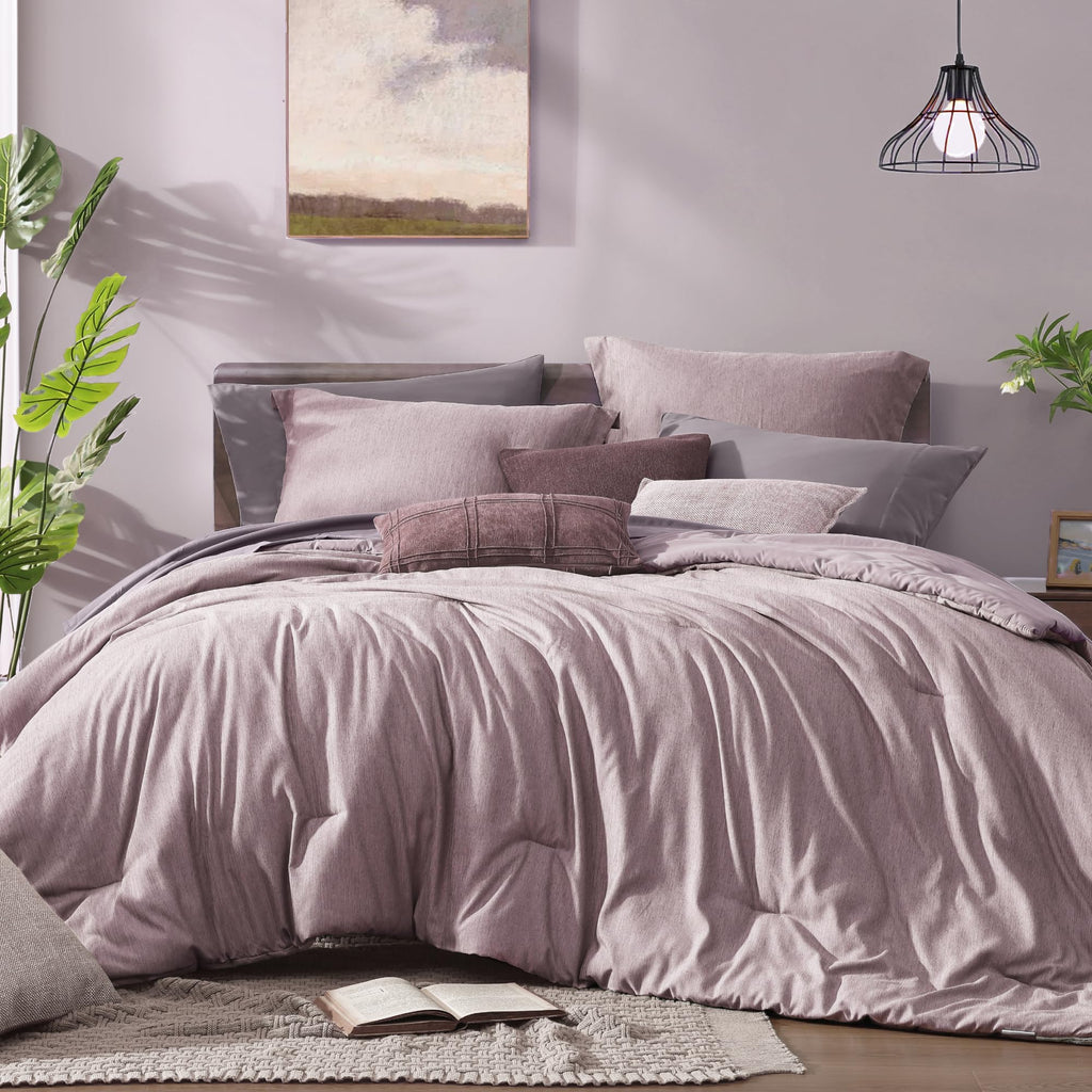 Monbix Queen Comforter Set - 7 Pieces Cationic Dyeing Autumn Leaf Bed in a Bag Queen Bedding Sets with Comforter, Sheets, Pillowcases & Shams, Reversible Bedding Comforters Sets
