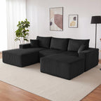 108” Modular Sectional Sofa, Cloud Sectional Couch with Deep Seat, Modern Modular L-Shape Sofa Couch with Chaise,Upholstered Boneless Couches for Living Room Bedroom (Beige, Left Facing Chaise)