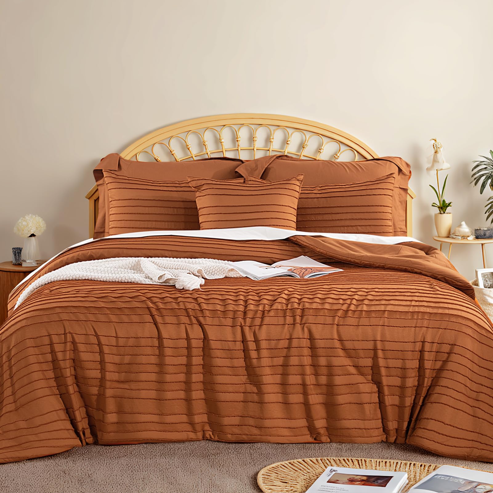 NEXHOME PRO Tufted Boho Comforter Set King, 8 Piece Bed in a Bag, Ultra Soft Brushed Microfiber All-in-One Bedding, Lightweight All Season Comforter, Machine Washable, Sage Green