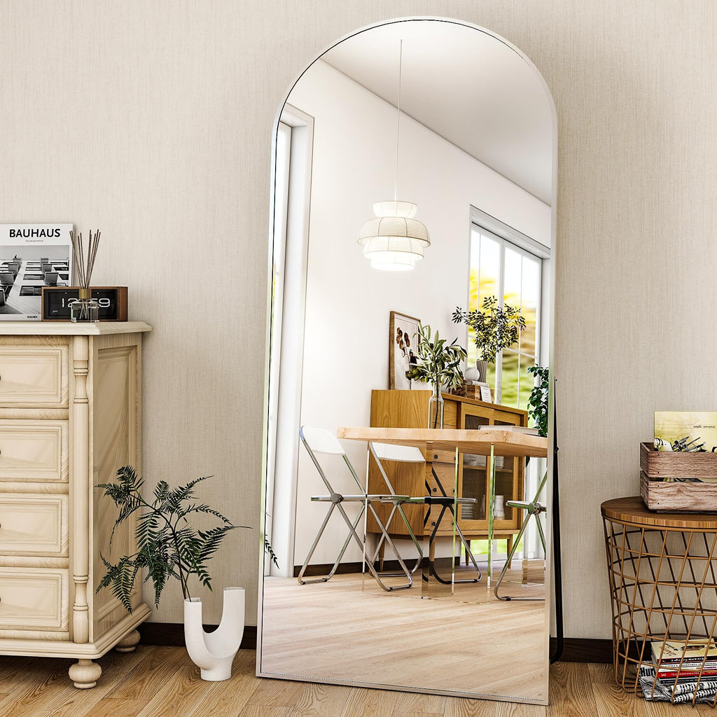HARRITPURE 64"x21" Arched Full Length Mirror Floor Mirrors with Aluminum Alloy Frame Free-Standing Wall Mounted or Leaning Large Bedroom Dressing Mirror Modern & Contemporary Decor for Home,Black