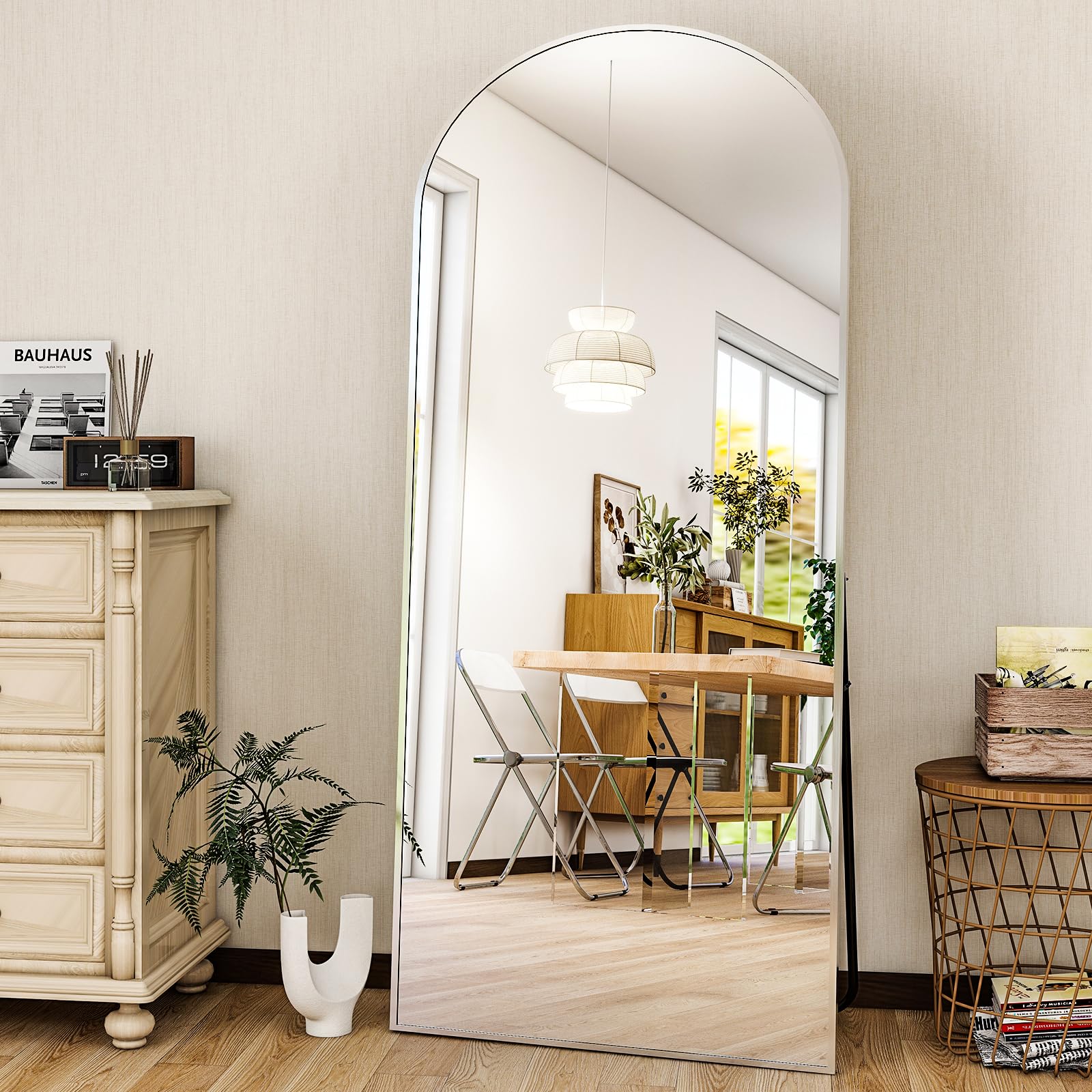 HARRITPURE 64"x21" Arched Full Length Mirror Floor Mirrors with Aluminum Alloy Frame Free-Standing Wall Mounted or Leaning Large Bedroom Dressing Mirror Modern & Contemporary Decor for Home,Black