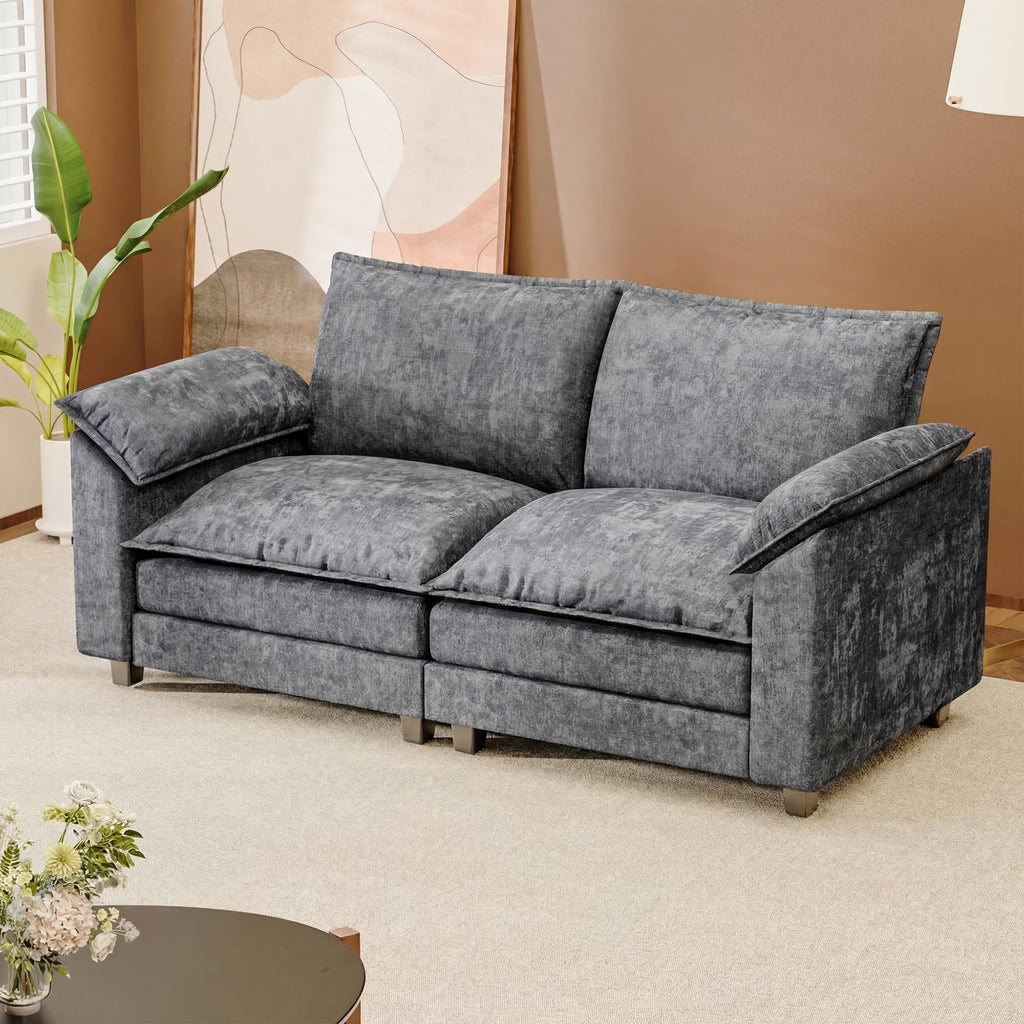 JUMMICO 40" Chaise Lounge Chair for Single Comfy Upholstered Deep Seat Reading Arm Chair Clould Couch for Living Room, Apartment Office, Small Spaces (Dark Blue-3, Single Sofa)
