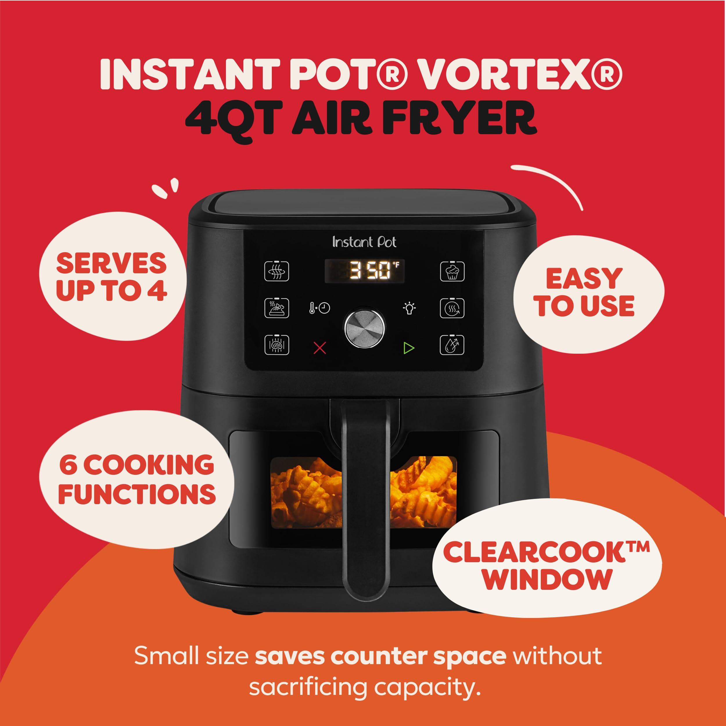 Instant Pot 6QT VORTEX Plus Air Fryer, 6-in-1, Air Fry, Broil, Dehydrate, Crisp, Roast, Reheat, Bake, Dishwasher-Safe Airfryer basket, from the Makers of Instant Pot, Stainless Steel