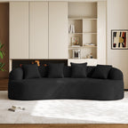 131" Oversized Sectional Sofa for Living Room, Modern Luxury Plush Chenille 4-Seater Extra Deep & Wide Seat Curved Cloud Couch with 4 Throw Pillows, No Assembly Needed, Light Brown