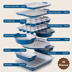 Country Kitchen Nonstick Stackable Bakeware Set - Durable, Easy Release Baking Set- 22 Pc. Includes Silicone Muffin Cups