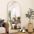 HARRITPURE 64"x21" Arched Full Length Mirror Floor Mirrors with Aluminum Alloy Frame Free-Standing Wall Mounted or Leaning Large Bedroom Dressing Mirror Modern & Contemporary Decor for Home,Black