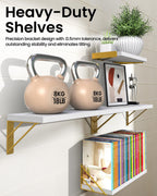 BAYKA Floating Shelves for Bedroom Decor, Wall Shelves for Storage, Wall Mounted Rustic Wood Floating Shelf for Books,Corner Shelf for Bathroom,Kitchen,Living Room(Black and Gold，Set of 4)