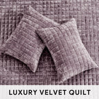 RECYCO Luxury Velvet Quilt Set King Size, Lightweight Velvet Comforter Set, Oversized Bedspread Coverlet Quilted Bedding Set, with 2 Matching Pillow Shams, for All Season, Navy Blue