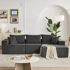 108” Modular Sectional Sofa, Cloud Sectional Couch with Deep Seat, Modern Modular L-Shape Sofa Couch with Chaise,Upholstered Boneless Couches for Living Room Bedroom (Beige, Left Facing Chaise)