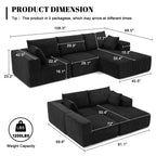 108” Modular Sectional Sofa, Cloud Sectional Couch with Deep Seat, Modern Modular L-Shape Sofa Couch with Chaise,Upholstered Boneless Couches for Living Room Bedroom (Beige, Left Facing Chaise)