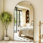 HARRITPURE 64"x21" Arched Full Length Mirror Floor Mirrors with Aluminum Alloy Frame Free-Standing Wall Mounted or Leaning Large Bedroom Dressing Mirror Modern & Contemporary Decor for Home,Black