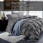Luxurious White Solid Heavy Weight, Palatial King Size Goose Feathers Down Comforter for Winter Weather, 120 X 98 inches, Premium Baffle Box, 100% Egyptian Cotton Cover, 95 oz. Fill Weight