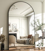 HARRITPURE 64"x21" Arched Full Length Mirror Floor Mirrors with Aluminum Alloy Frame Free-Standing Wall Mounted or Leaning Large Bedroom Dressing Mirror Modern & Contemporary Decor for Home,Black