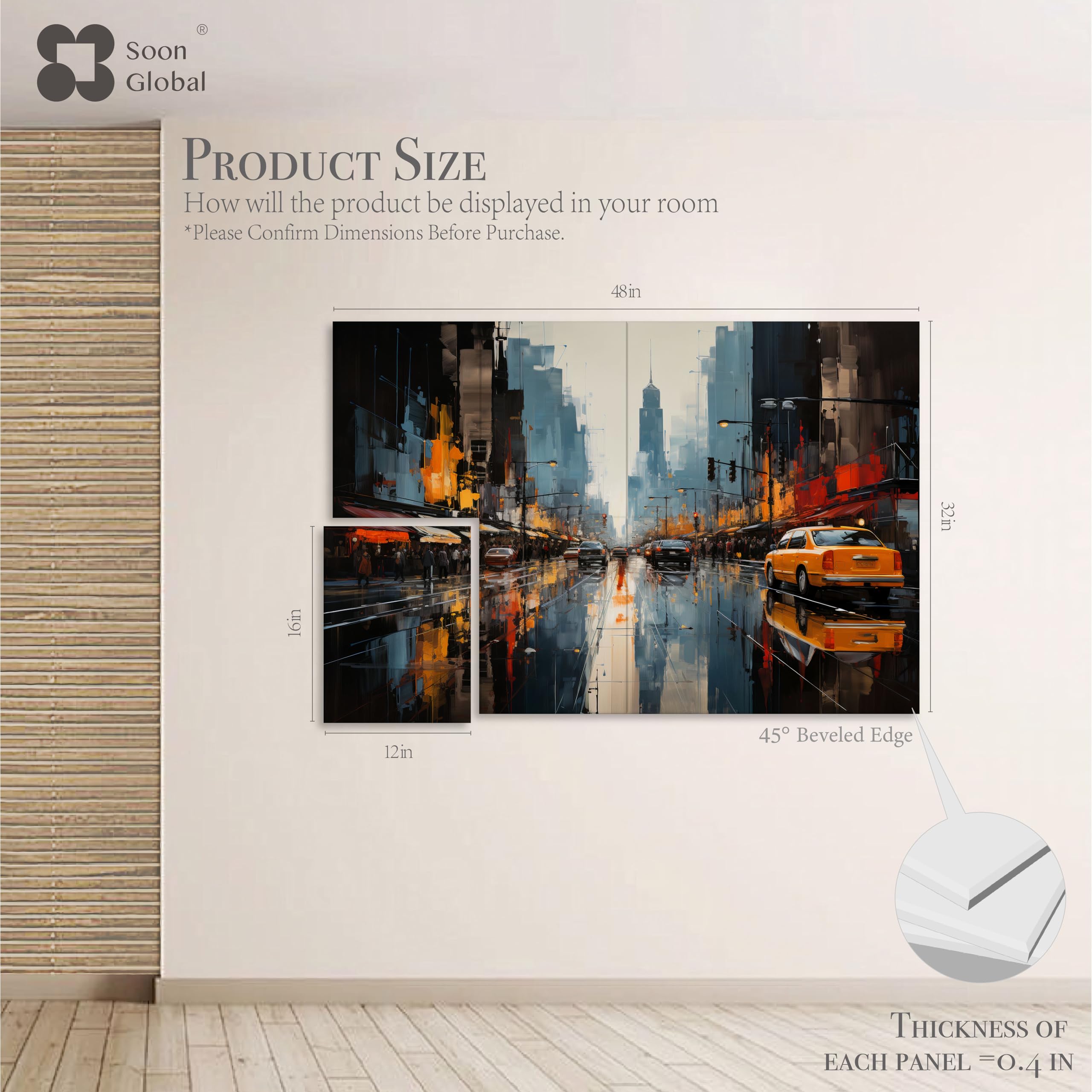 Soon Global Acoustical Wall Panels, 6-Piece 23.62 X 23.62 Inches Art Acoustic Panels, Decorative Acoustic Panels, Acoustic Wall Panels, Sound Absorbing Wall Art, Arcadian Vortex