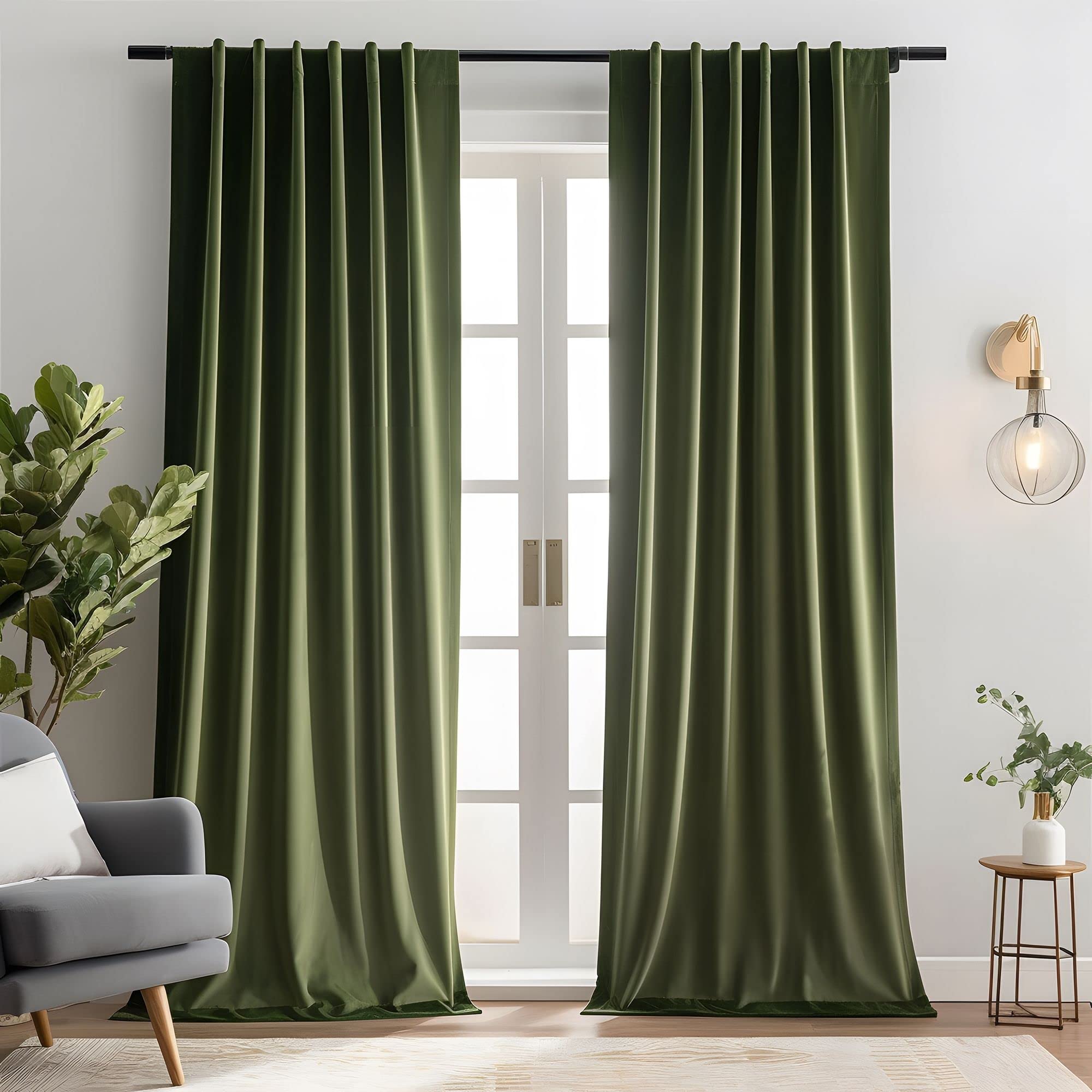 Emerald Green Velvet Curtains 84 inches Long Luxury 80% Blackout Curtains for Bedroom Living Room,Thermal Insulated Super Soft Window Drapes Rod Pocket & Back Tab, 52" W x 84" L, 2 Panels