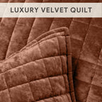 RECYCO Luxury Velvet Quilt Set King Size, Lightweight Velvet Comforter Set, Oversized Bedspread Coverlet Quilted Bedding Set, with 2 Matching Pillow Shams, for All Season, Navy Blue