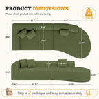 126" Curved Modular Sectional Sofa, Modern Boneless Couches for Living Room,No Assembly Required Cloud Couch,Brown Corduroy Fabric,1 PCS