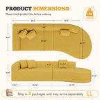 126" Curved Modular Sectional Sofa, Modern Boneless Couches for Living Room,No Assembly Required Cloud Couch,Brown Corduroy Fabric,1 PCS
