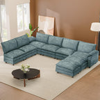 JUMMICO 40" Chaise Lounge Chair for Single Comfy Upholstered Deep Seat Reading Arm Chair Clould Couch for Living Room, Apartment Office, Small Spaces (Dark Blue-3, Single Sofa)