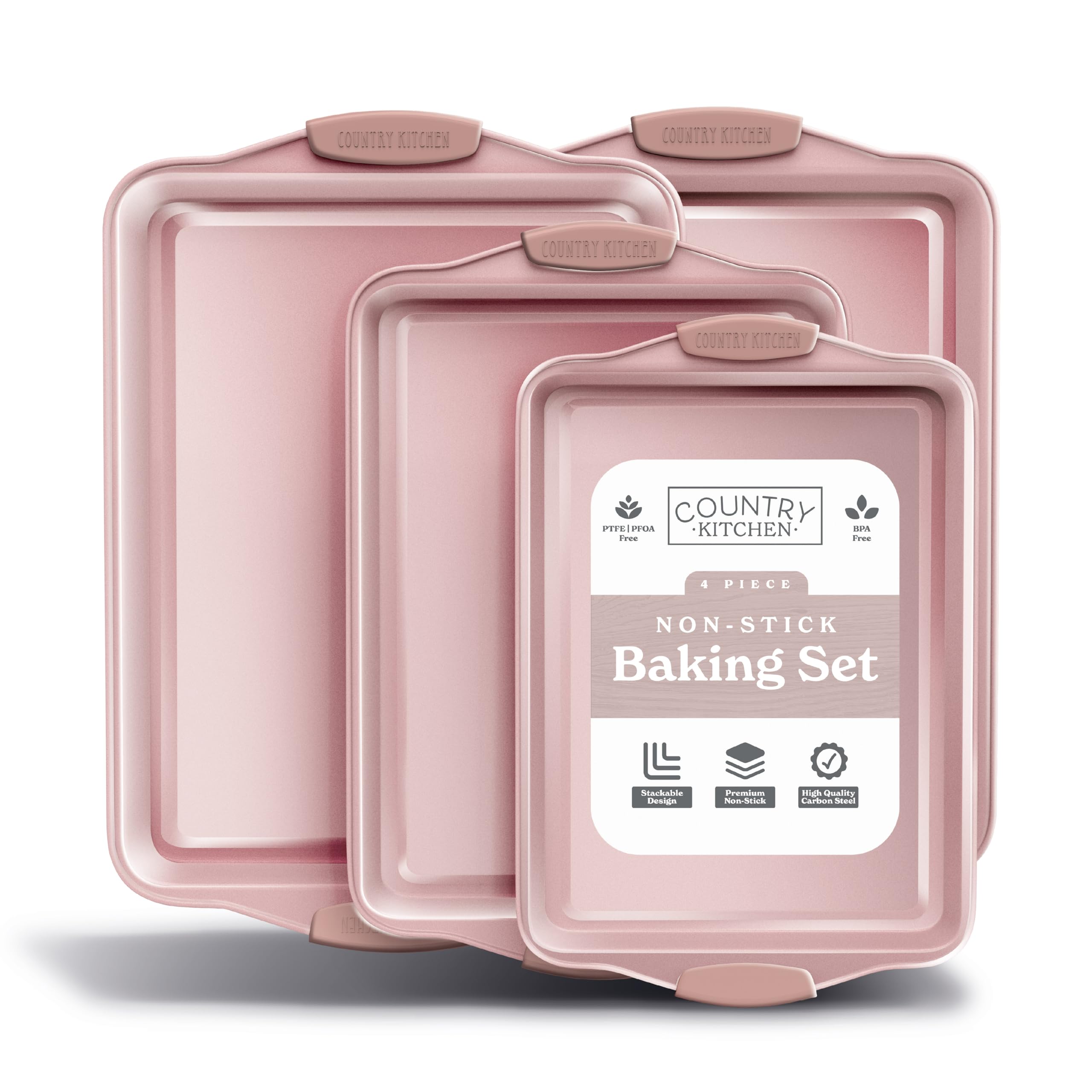 Country Kitchen Nonstick Stackable Bakeware Set - Durable, Easy Release Baking Set- 22 Pc. Includes Silicone Muffin Cups