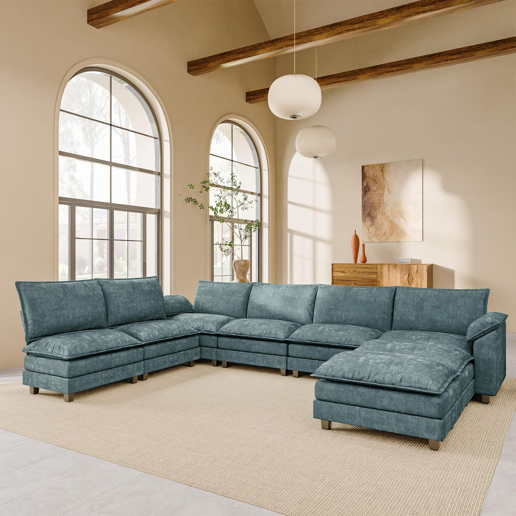 JUMMICO 40" Chaise Lounge Chair for Single Comfy Upholstered Deep Seat Reading Arm Chair Clould Couch for Living Room, Apartment Office, Small Spaces (Dark Blue-3, Single Sofa)