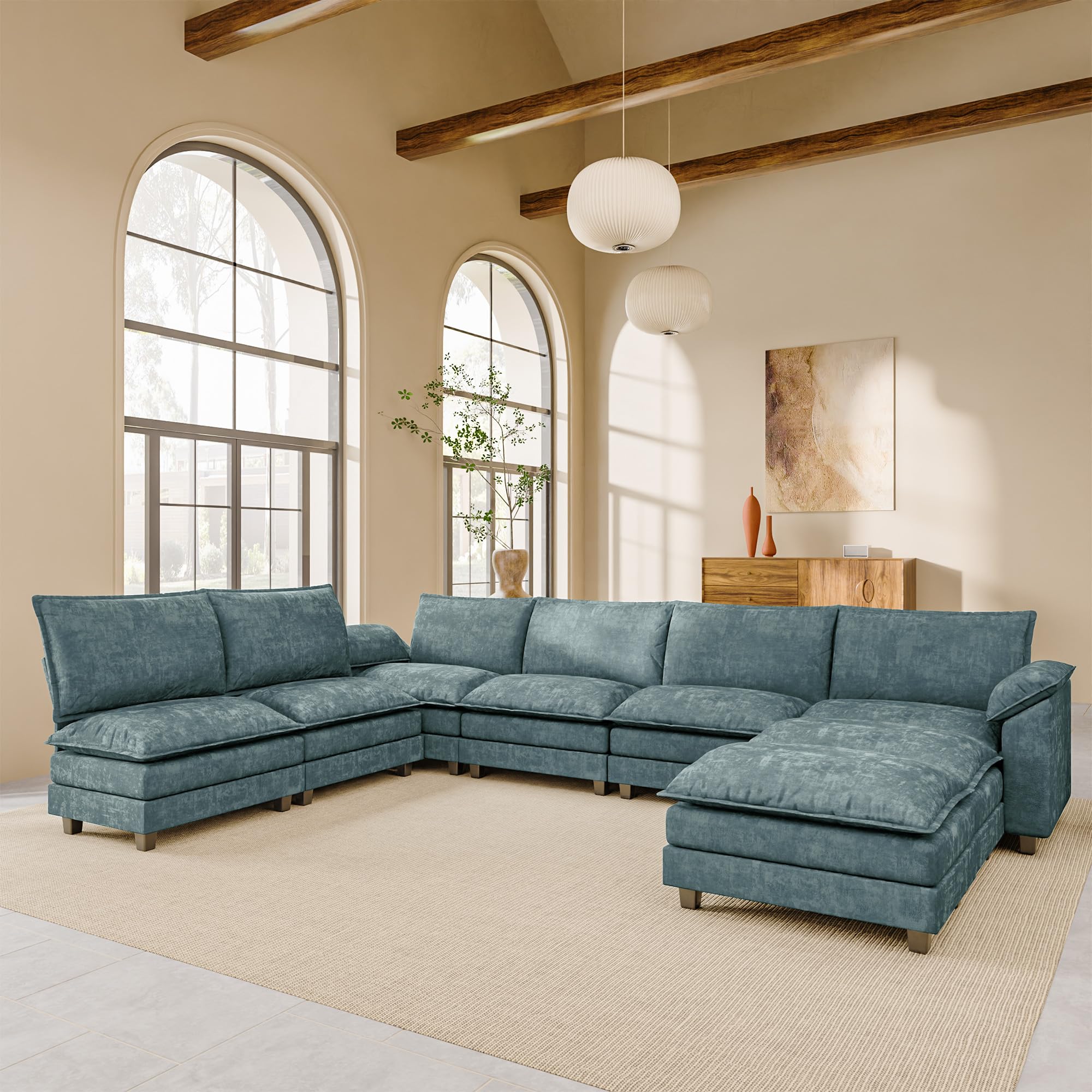 JUMMICO 40" Chaise Lounge Chair for Single Comfy Upholstered Deep Seat Reading Arm Chair Clould Couch for Living Room, Apartment Office, Small Spaces (Dark Blue-3, Single Sofa)