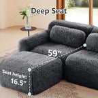 98.4-Inch Oversized Boneless Cloud Couches Deep Seat Foam Sofa Couch with 2 Round Toss Pillows, Luxury Corduroy Upholstered 3 Seat Tufted Loveseat, Cloud Sofa in a Box