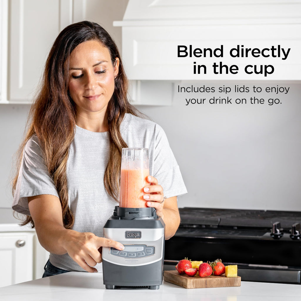 Ninja Kitchen System | All-in-One Food Processor & Blender for Smoothies | Includes Pitcher, (2) 16 oz. To-Go Cups & 8-Cup Bowl | Makes Salsa, Dough, Shakes, & Frozen Drinks | 1500W | Black | BL770