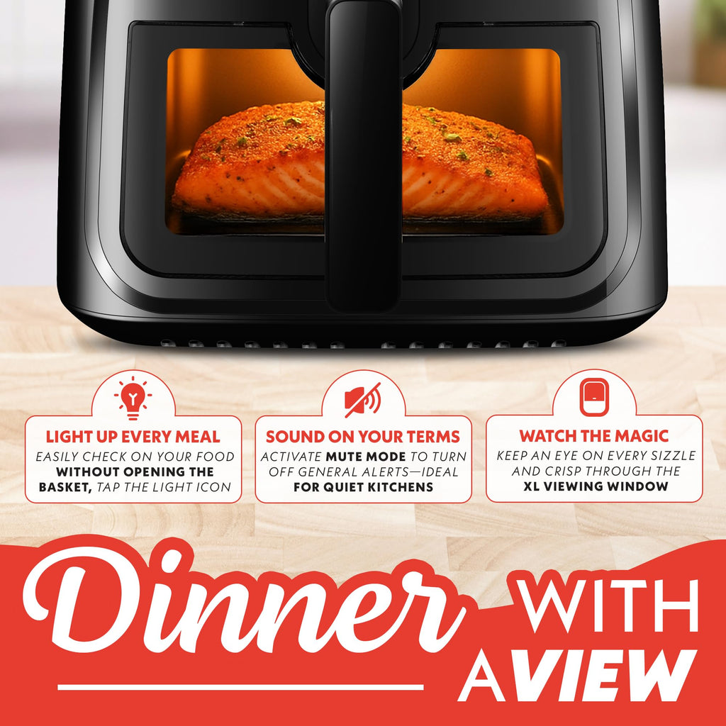 Gourmia 8 Qt Air Fryer, 8 Presets with Digital Display, FryForce 360° Technology, Easy View Window & Interior Light, Dishwasher Safe Basket, Green